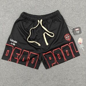 Civil Regime Marvel Deadpool Mesh Shorts Mens XS Black Graphic Athletic New